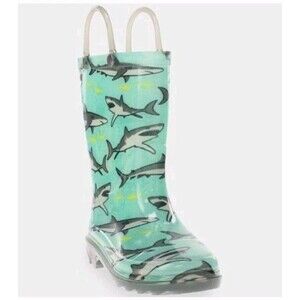 Western Chief Kids Tropic Shark Rubber PVC Pull On Waterproof Rain Boot size 12